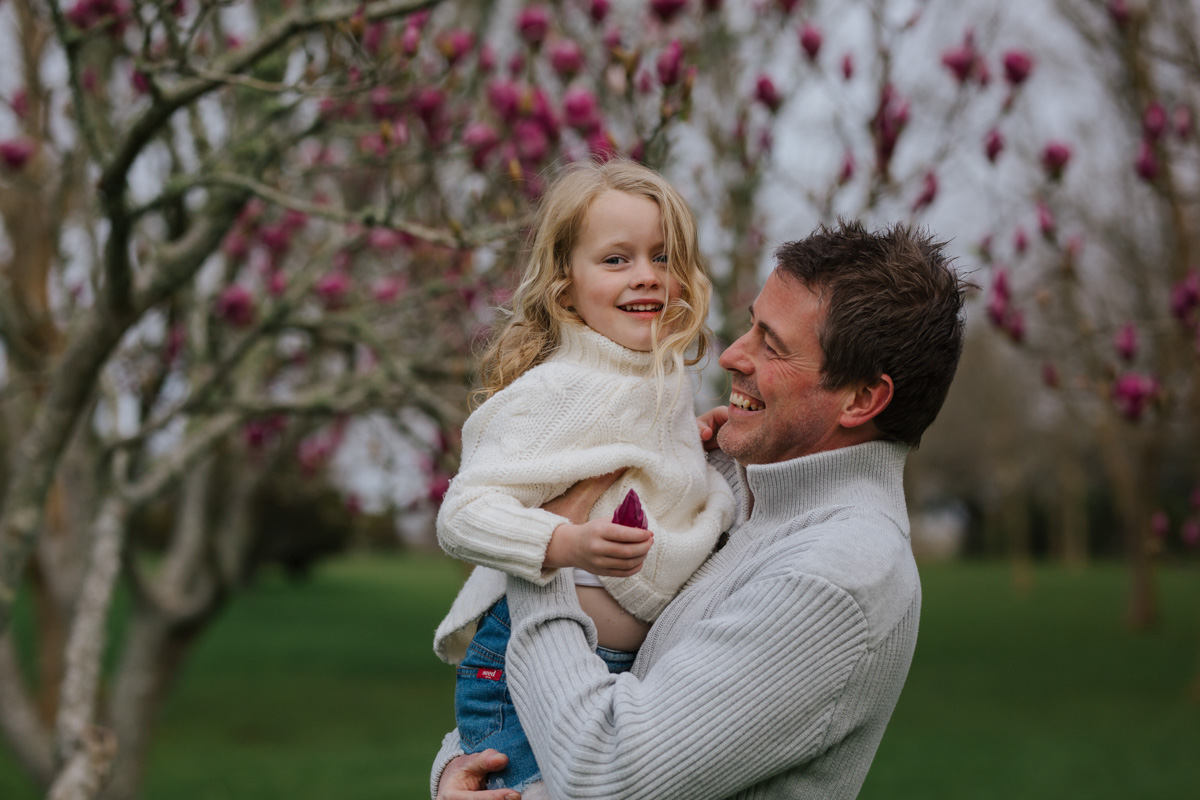 Father and daughter having fun at Auckland family photography session